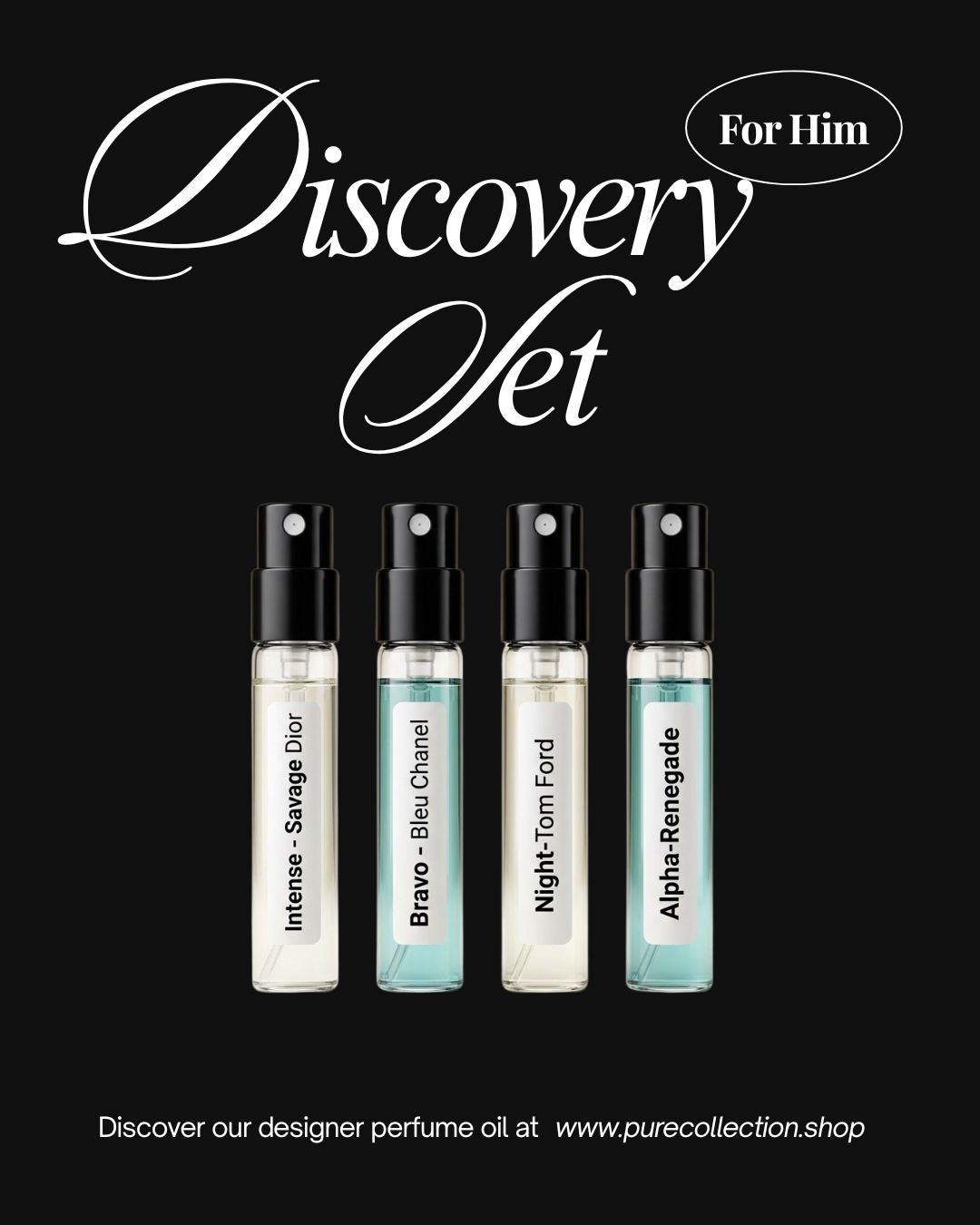 PURE Men’s Discovery Set | Luxury Cologne Oil Sampler (4 × 2ml)